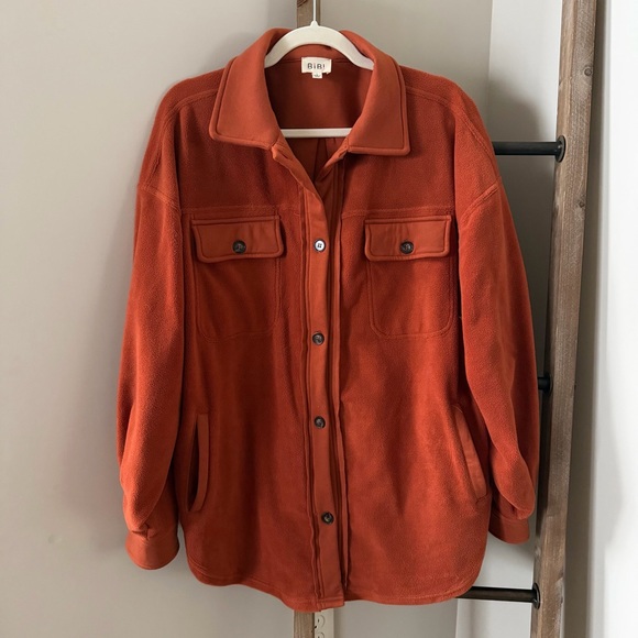 BiBi Rust Fleece Shacket Button Front Jacket - Size L - Picture 2 of 9